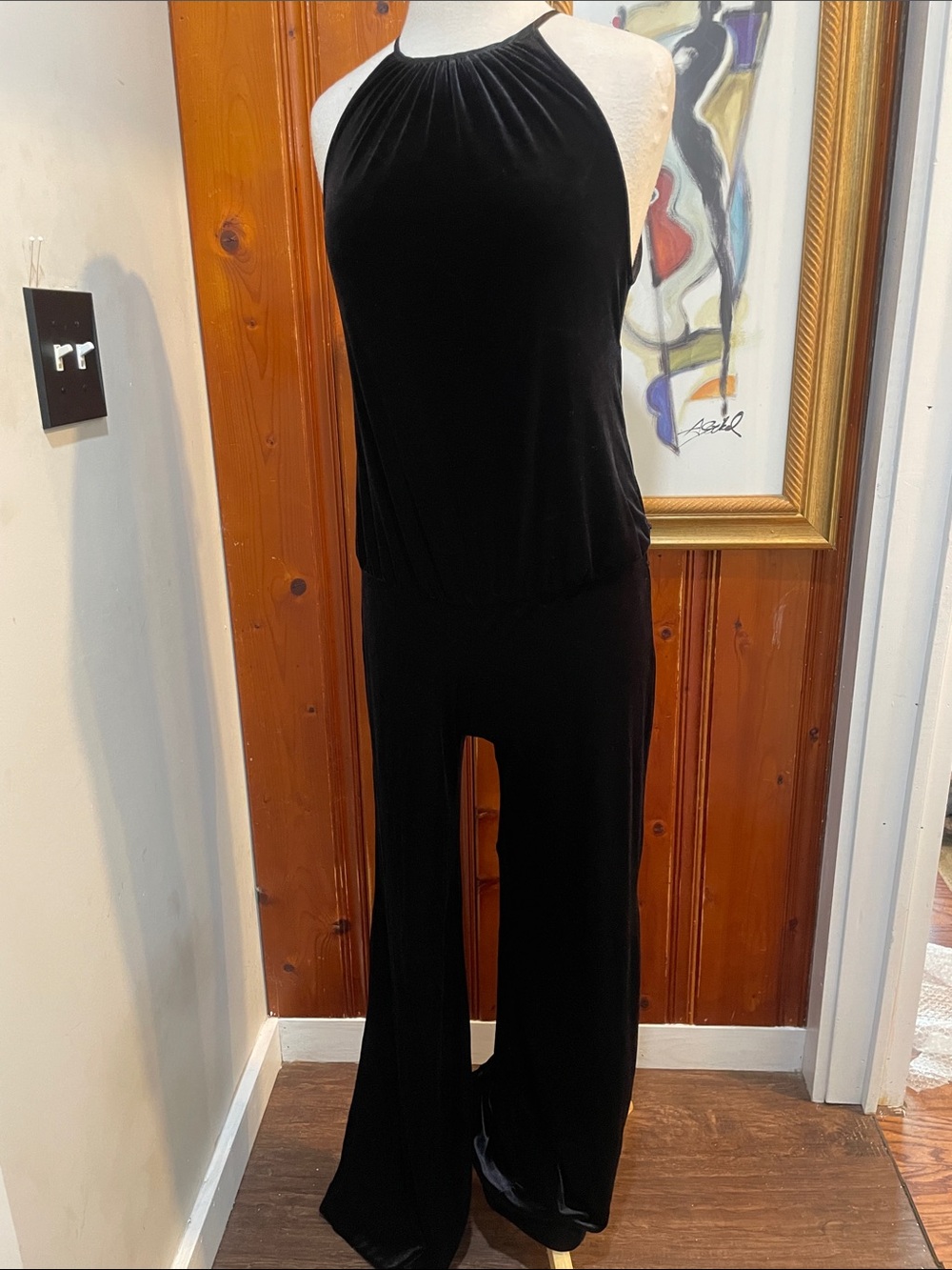 Burberry Black Velvet Halter Jumpsuit